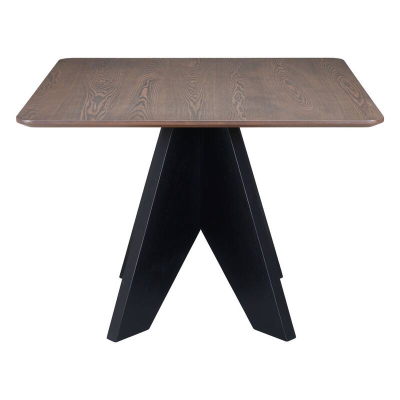 HomeRoots 41" Espresso Wood Pedestal Base Square Dining Table - 41.00 in. x 29.50 in. x 41.00 in.