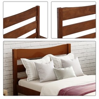 Twin Size Wood Platform Bed with Headboard