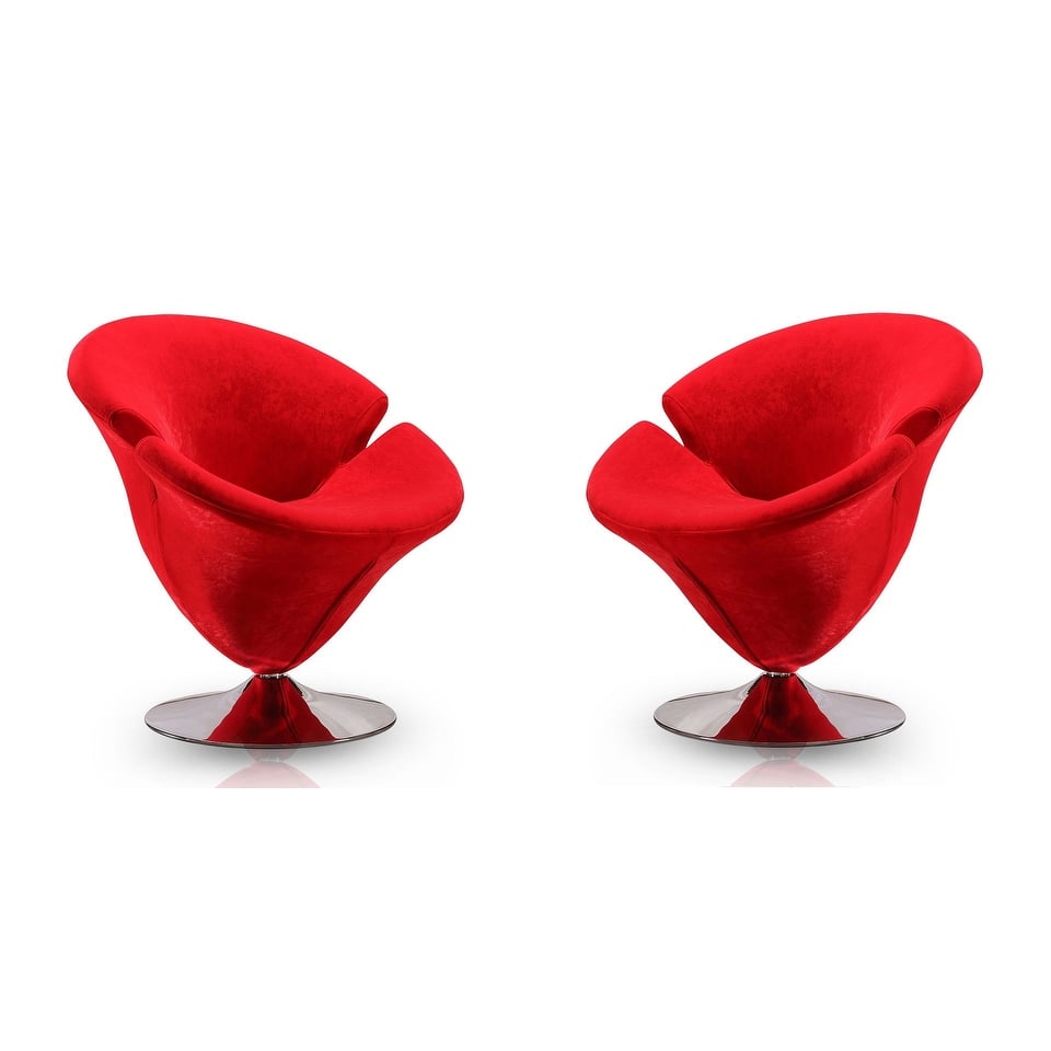 Manhattan Comfort Tulip Velvet Swivel Lounge Chair - Set of 2