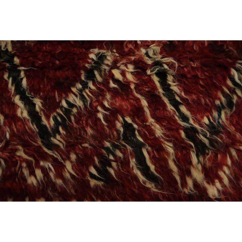 Hand Knotted Oriental 100% Wool Carpet Modern Tribal Red Moroccan Area Rug - 10' 2'' X 8' 2''