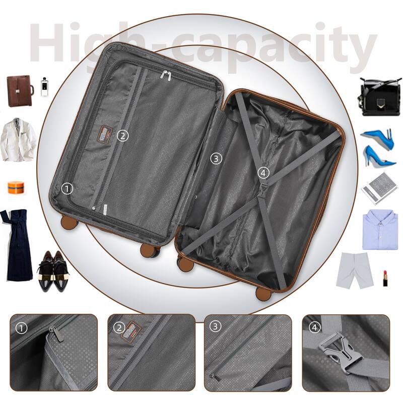 6-Piece Modern Luggage Sets, Hard shell Expandable Luggage with Travel Bag and Spinner Wheels, for Boarding Travel