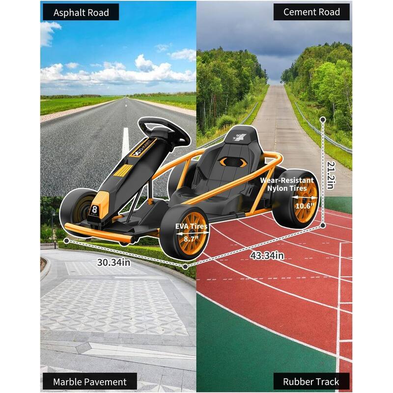 8MPH Fast Drifting Circling Car Ride On Go Kart for Kids Best Gift