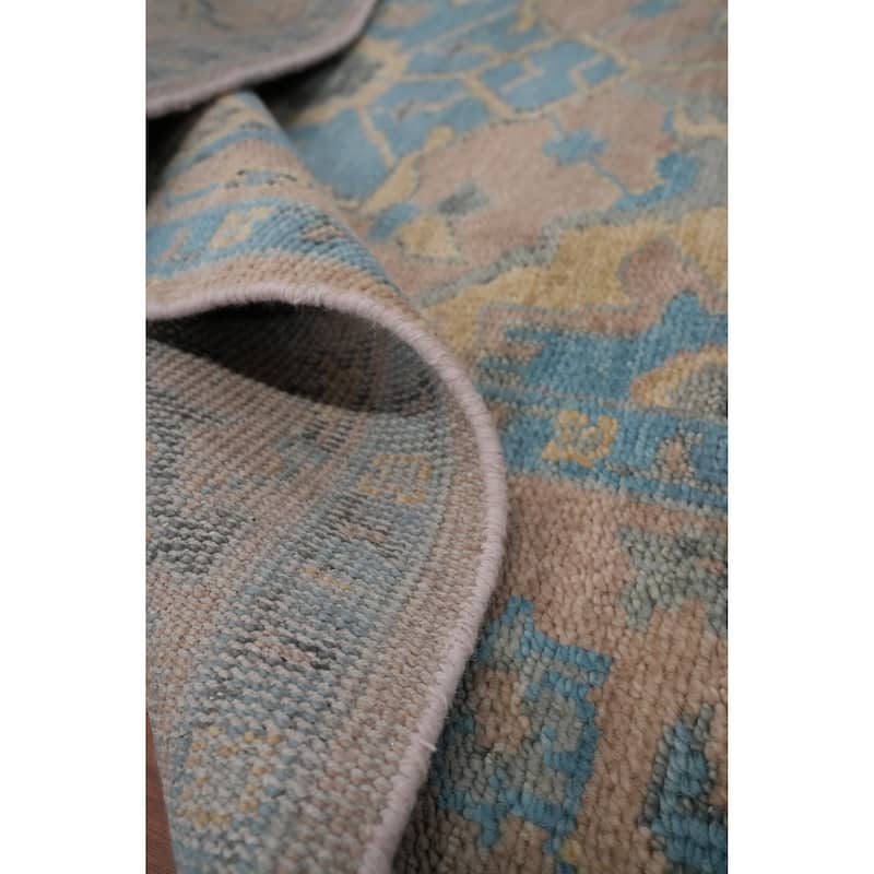 Oushak Indian Area Rug Hand-Knotted Transitional Brown Wool Carpet - 8'0" x 9'10"