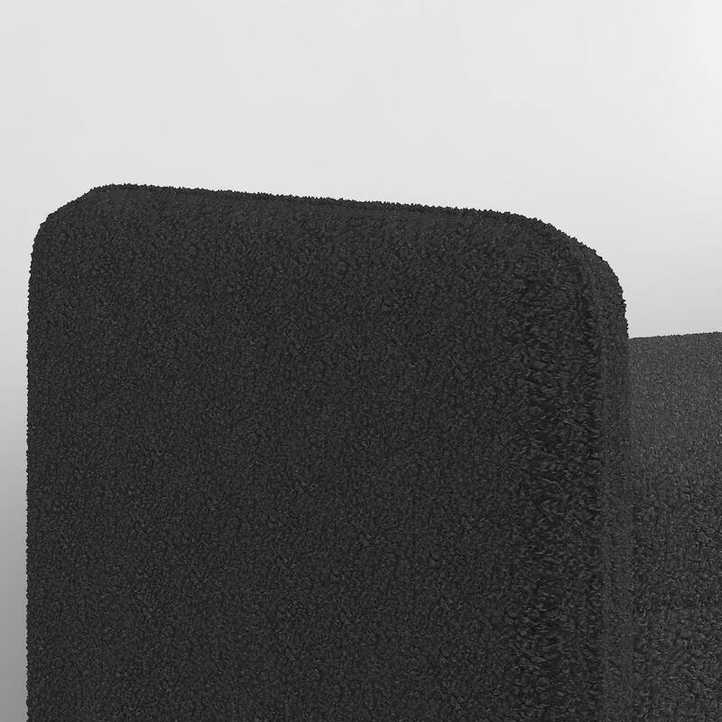 Black Modern 16.75" Upholstered Stool with Storage and Rubber Wood Legs for Living Room