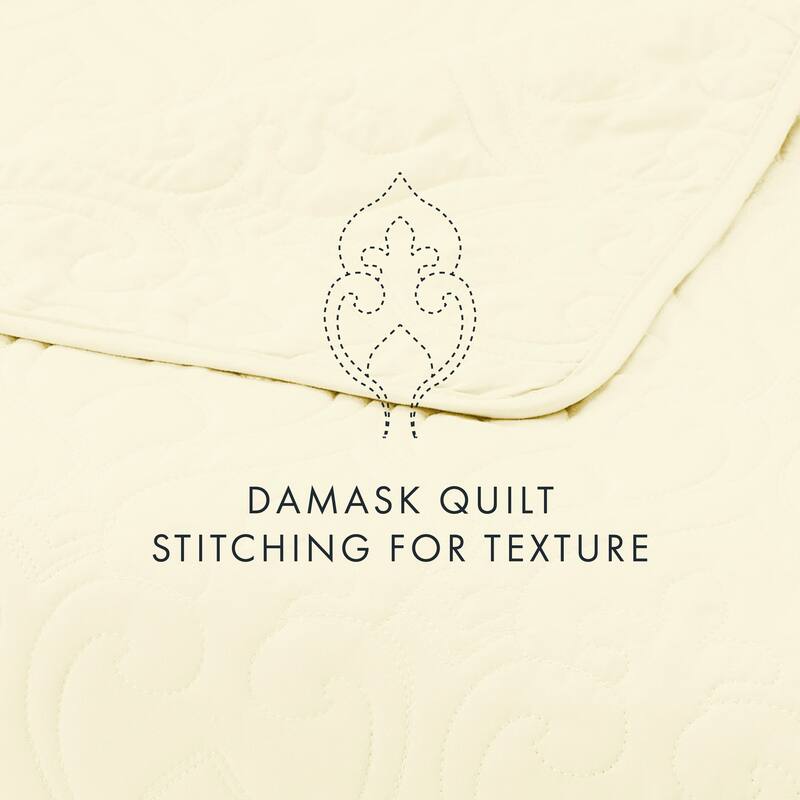 Soft Essentials Premium Ultra Soft Damask Pattern Quilted Coverlet Set