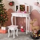 preview thumbnail 30 of 53, Costway Kids Vanity Table & Stool Set with Cute Polka Dot Print - See Details