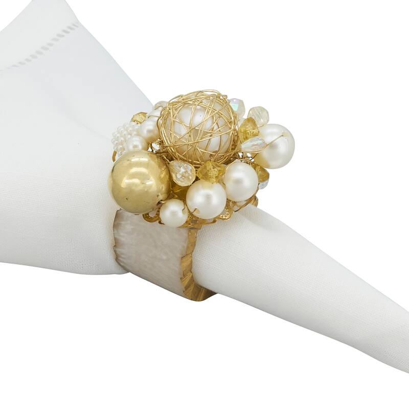 Glitzy Affair Beaded Napkin Ring (Set of 4) - Gold