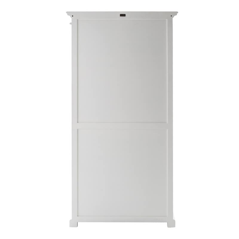 HomeRoots 75" White Wood and Glass Double Door Storage Cabinet