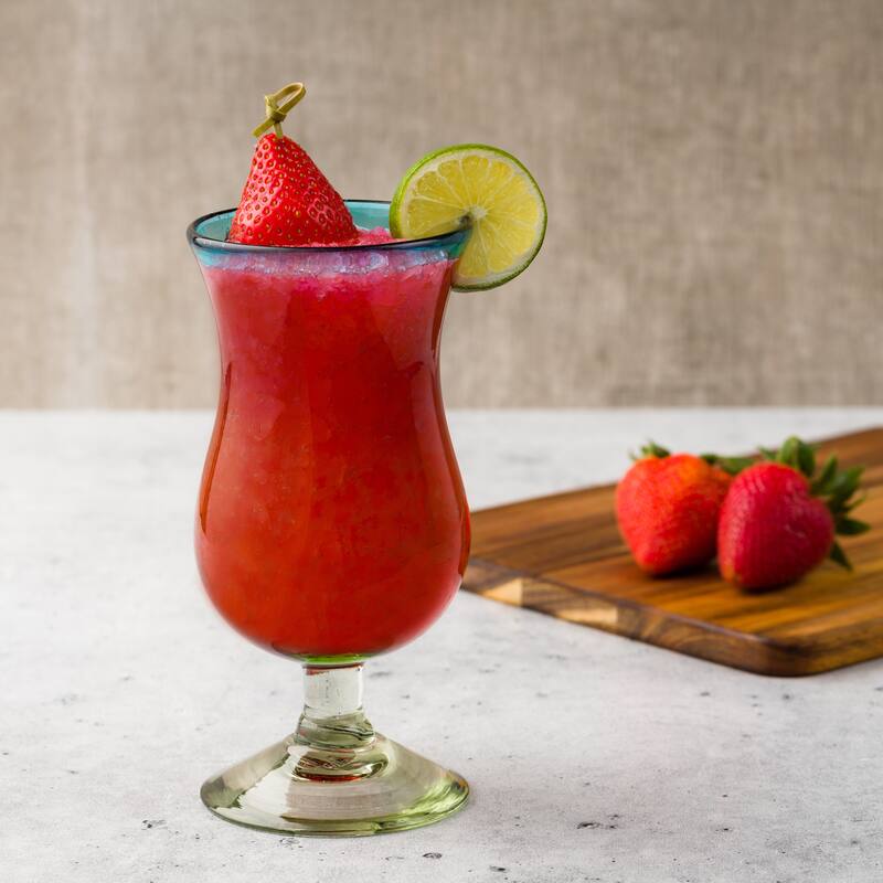 10 Strawberry Street Aqua Rim Handblown Mexican Glassware, Set of 6