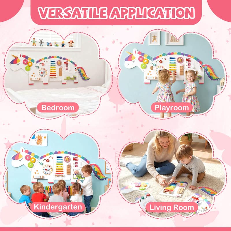 Costway 11-in-1 Unicorn Activity Wall Busy Board Panels for Education - See Details