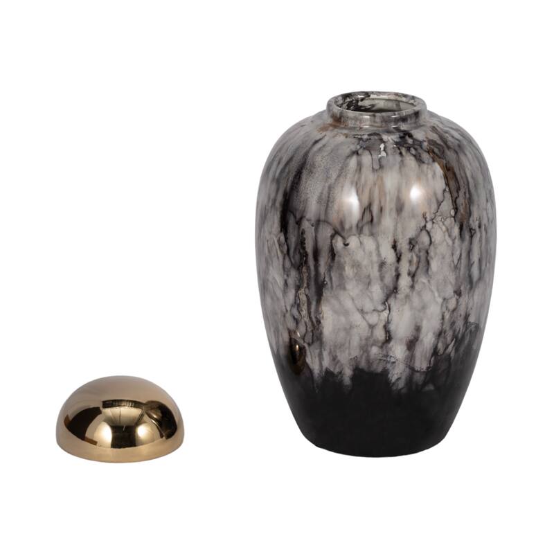 Sagebrook Home Neutral Ceramic Jar Stoneware Vase with Lid