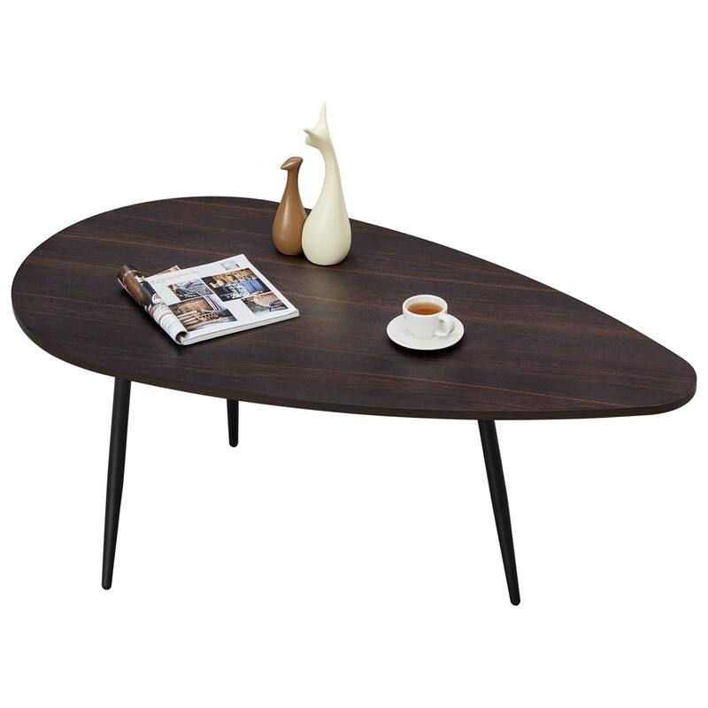 Coffee Tables for Small Space Unique Simple Oval - 22.2"D x 42.5"W x 17.1"H - Dark Brown