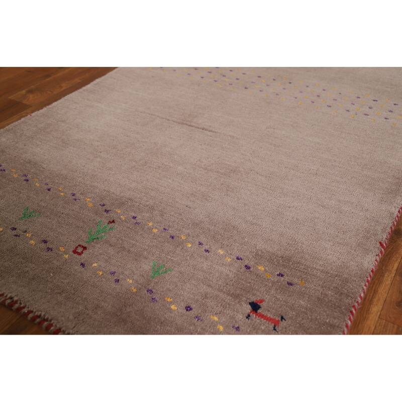 Hand Knotted Oriental 100% Wool Carpet Tribal Tribal Brown Gabbeh Runner Rug - 9' 10'' X 2' 8''