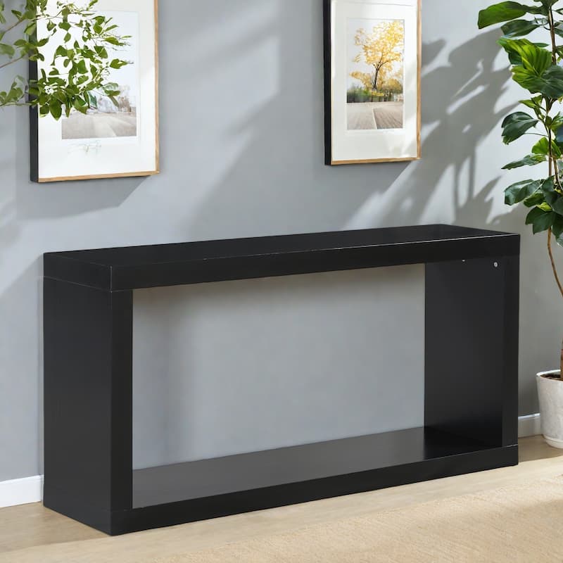 59.6" MDF Modern Square Frame Entryway Table With Storage Shelf (220lb Capacity) - Black