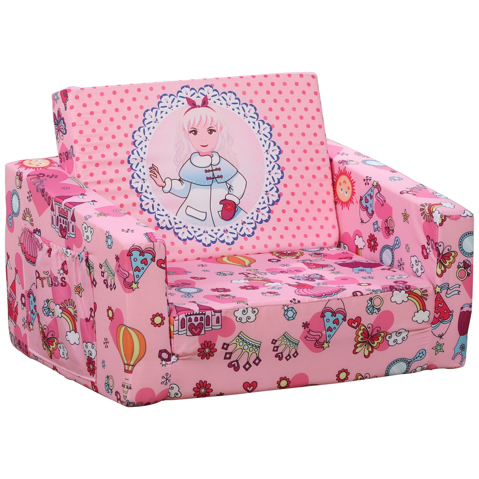 Qaba Kids Fold Out Couch Chair Lounger With Space Themed Washable Fabric Removable Cushion For 3 6 Years Old Overstock 32841594 Qaba Kids Fold Out Couch Chair Lounger With Space Themed Washable Fabric Removable Cushion For 3 6 Years Old Overstock 32841594