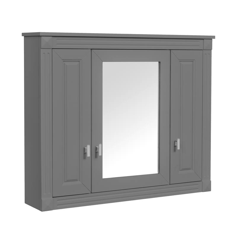 Roomfitters Wall Mounted Medicine Cabinet with Mirror, 4-Tier Storage Organizer Over Toilet Cabinet, Gray