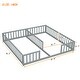 preview thumbnail 21 of 25, Double Twin Floor Bed with Fence, Guardrails, Without Door
