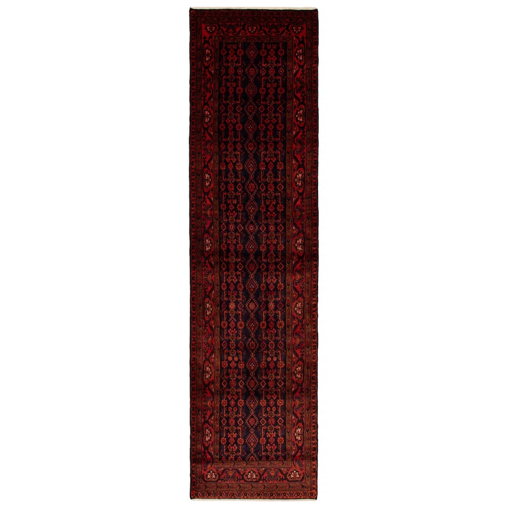 ECARPETGALLERY Hand-knotted Andelz Navy, Orange Wool Rug - 3'9 x 14'0