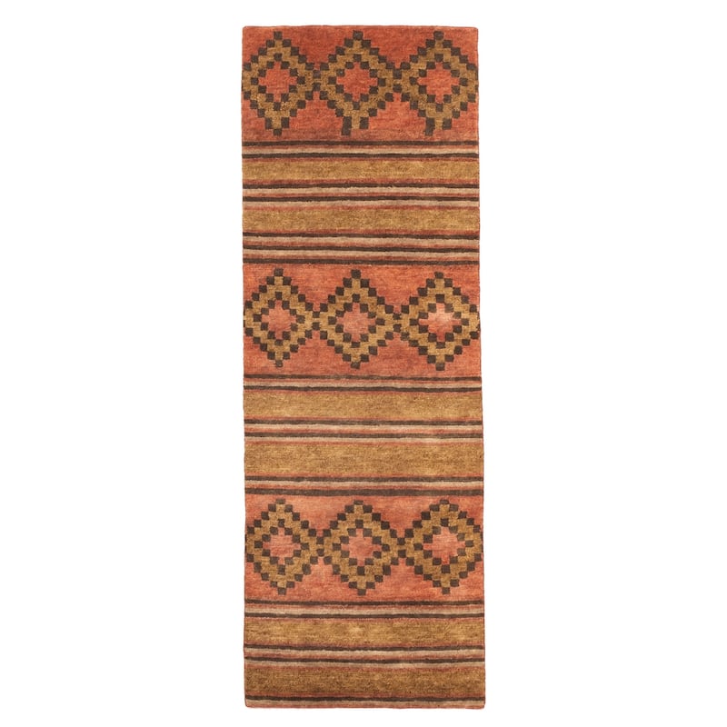 ECARPETGALLERY Hand-knotted Kathmandu Copper Wool Rug - 2'7 x 7'8