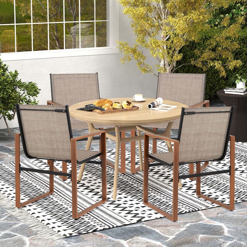 Gymax 4 PCS Outdoor Dining Chairs Patio Furniture Chair w/ Breathable