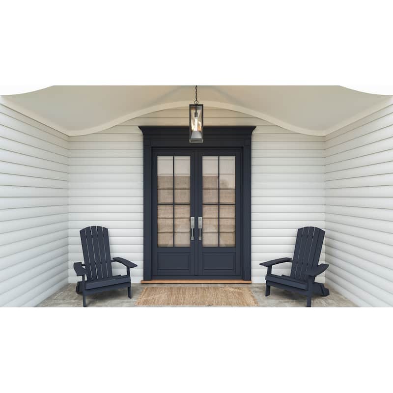 Zarah 1-Light Matte Black Outdoor Hanging Lantern