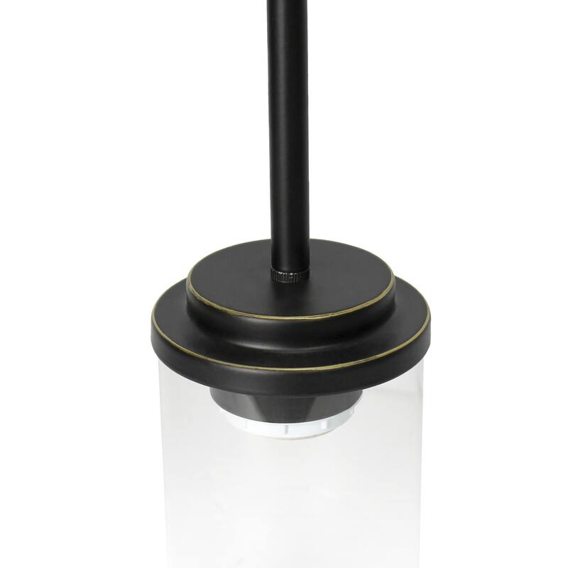 Modern Pendant Light - 1-Light Adjustable Clear Glass Cylinder - Bronze Finish for Kitchen & Dining - 9.5