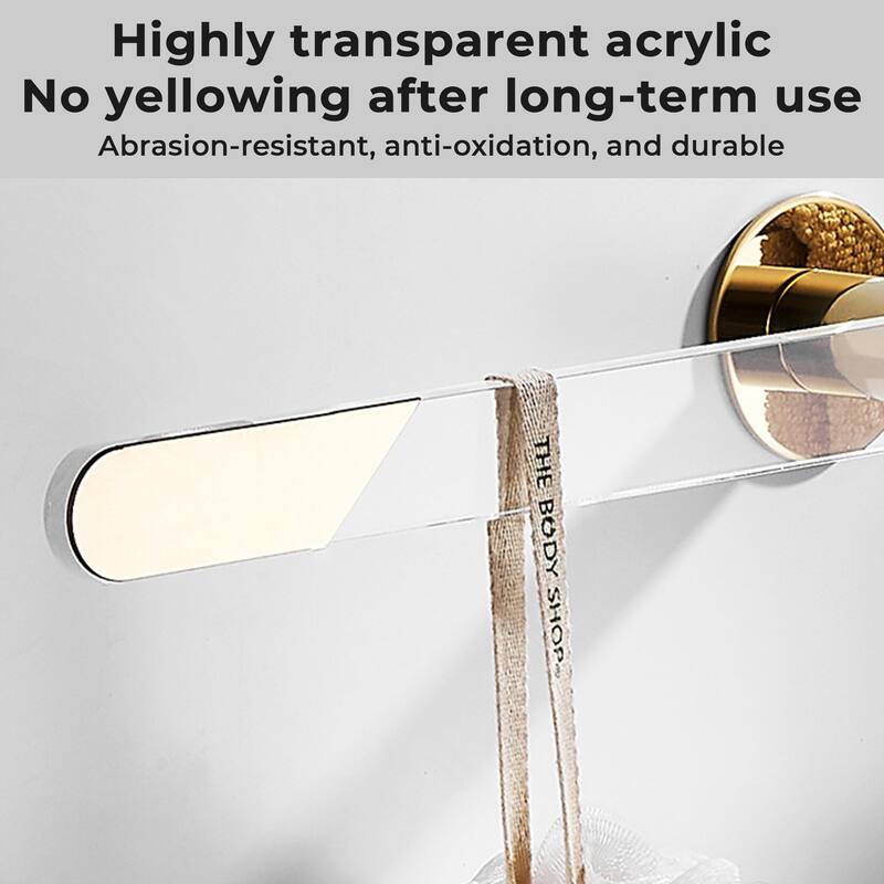 Modern Minimalist Gold Acrylic Towel Bar Towel Rack - Elegant Design For Bathroom & Kitchen - 0.98'' H X 19.68'' L X 2.75'' D