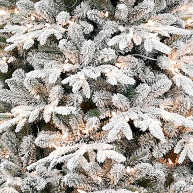 HomeRoots 5' White Pre Lit Full Flocked Fir Christmas Tree - 47.00 in. x 60.00 in. x 47.00 in.