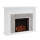 preview thumbnail 4 of 26, Heidi Contemporary White with Marble Electric Fireplace