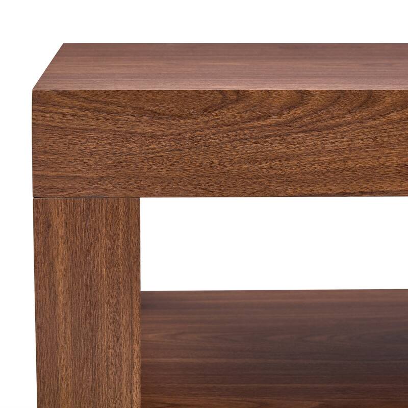 Modern 2-Tier Coffee Table, Rectangular Center Table with Open Storage Shelf, Stable and Durable, Easy Assembly