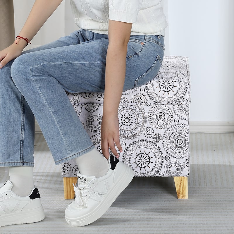 Adeco Square Storage Ottoman 17 inch Footstool