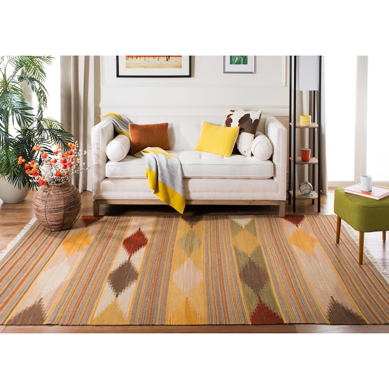 SAFAVIEH Handmade Kilim Kaiya Maral Casual Tribal Wool Rug - 4' x 6' - Natural/Multi