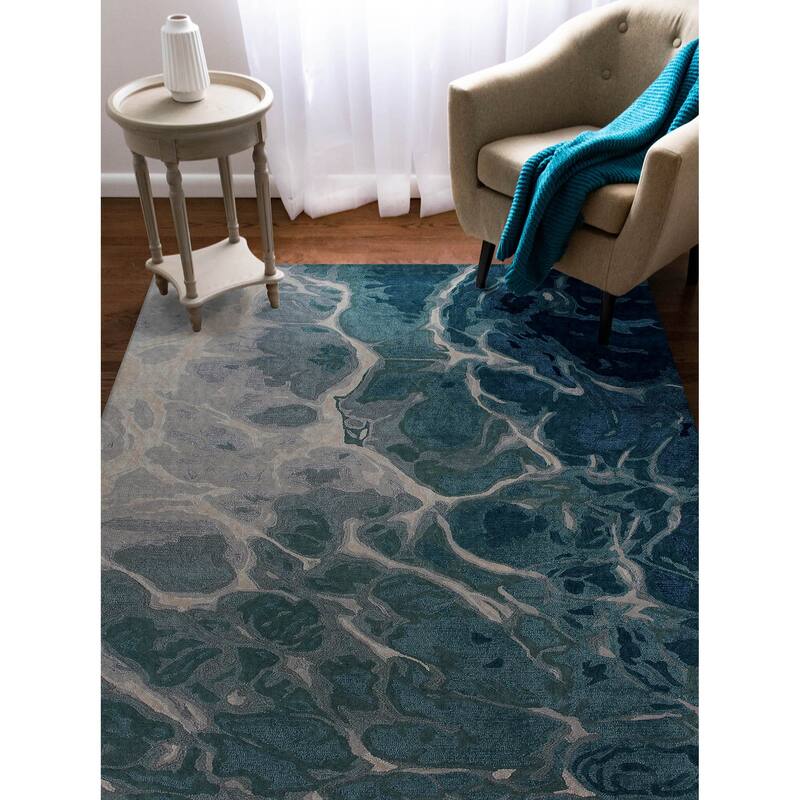 Liora Manne Corsica Handmade Abstract Water Art Indoor Wool Area Rug