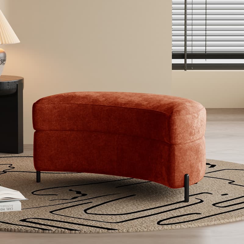 Modern Chenille 360° Swivel Accent Barrel Chair and Storage Ottoman