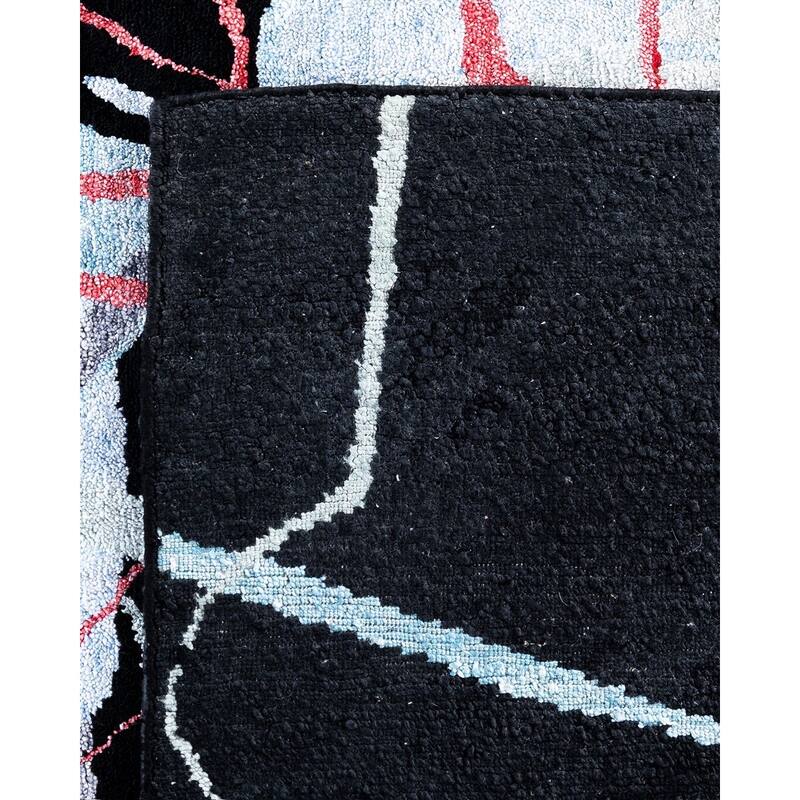 Modern One-of-a-Kind Hand-Knotted Area Rug, Black - 9' 2" x 12' 2"