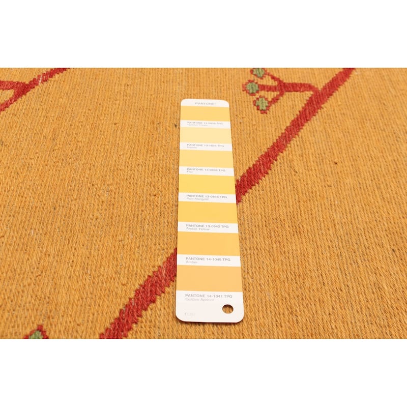 ECARPETGALLERY Flat-Weave Kashkuli Light Orange Wool Tapestry Kilim - 5'0 x 5'11