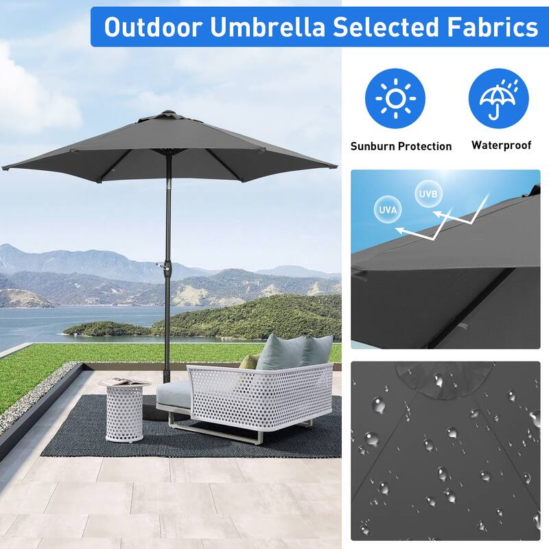 9ft Outdoor Patio Umbrella 6 Ribs with Tilt & Crank.