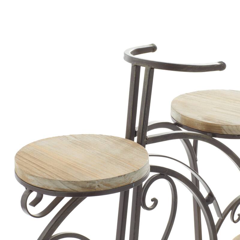 Metal Bike Indoor Outdoor 2 Tier Indoor Outdoor Plantstand - Brown - Roche River Decor