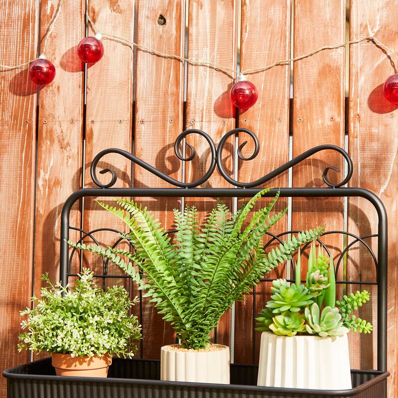 Glitzhome 68"H Multifunctional Metal Plant Stands Black Planter Storage Flower Pot Shelf with Anti-slip Pads