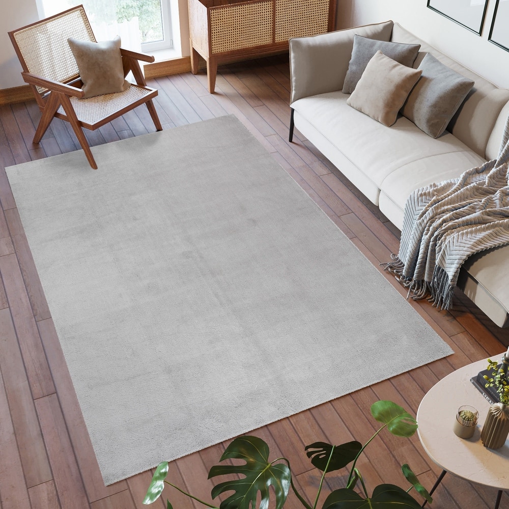 Cadence Tonee Plush Polyester Solid Color Non-Slip Super-Soft Shag Indoor Area Rug