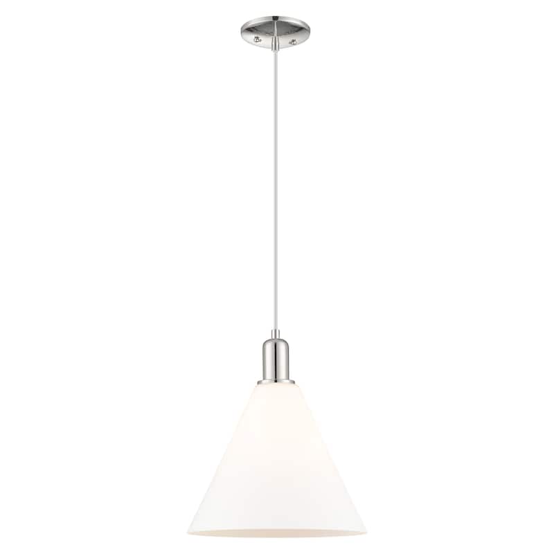Innovations Lighting Endless Possibilities Arcadia - Berkshire Glass - 1 Light 12" Cord Hung Mini Pendant - Polished Nickel/Matte White