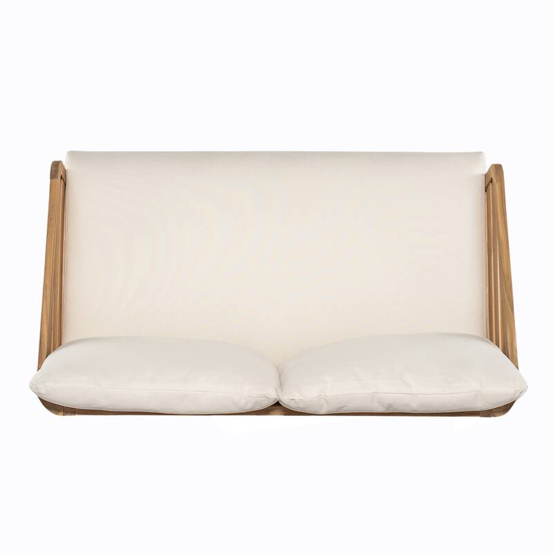 Royal Acacia Wood Loveseat and Coffee Table Set, Beige