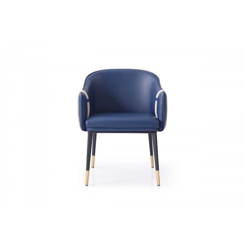 Faux Leather Dining Arm Chair Blue Beige Black Comfortable and Durable - 23.40” x 21.90” x 30.70”