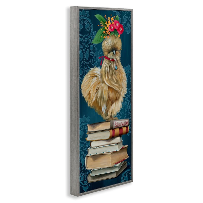 Stupell Farmhouse Chicken on Bookstack Framed Giclee Art Design By Heather Gauthier