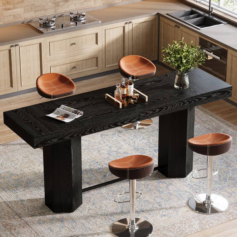 Industrial Bar Table, 70.9" Long Counter Height Pub Table with Sturdy Base