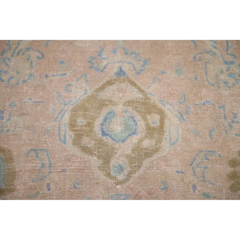 Hand Knotted Oriental 100% Wool Carpet Traditional Floral Pink Mashad Area Rug - 12' 9'' X 9' 5''