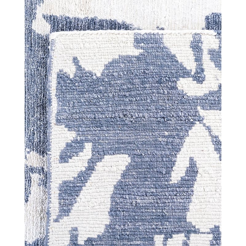 Modern One-of-a-Kind Hand-Knotted Area Rug, Blue - 9' 3" x 12' 0"