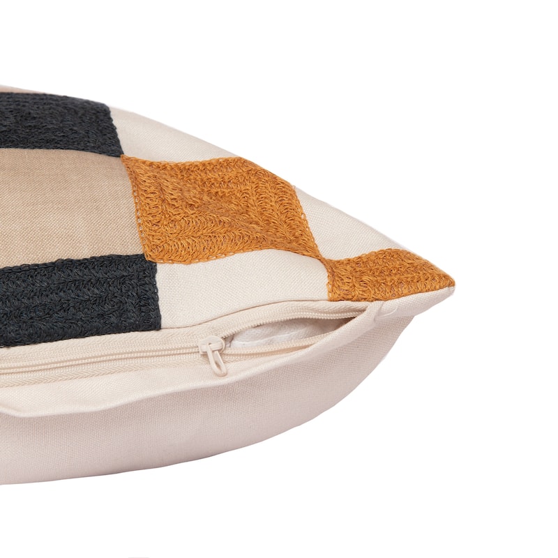 Sevita Contemporary Checkered Hand-Woven Indoor Throw Pillow