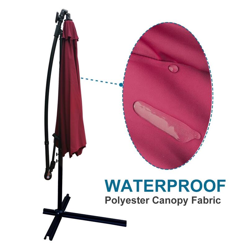 Outdoor Patio Umbrella Solar Powered LED Lighted Sun Shade Market Waterproof 8 Ribs Umbrella with Crank and Cross Base