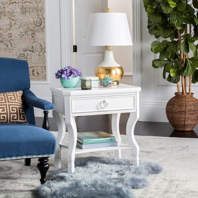 SAFAVIEH Alaia White Side Table - 24" x 18" x 26"